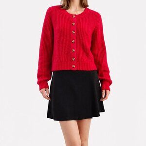 CHELSEA & THEODORE BUTTON FRONT KNIT CARDIGAN SWEATER RED NWT SIZE M